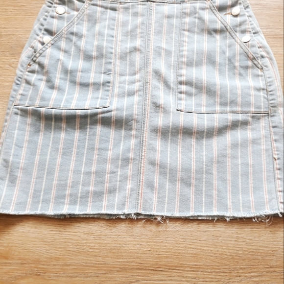 Tinseltown Denim Pinstripe Skirtall - Junior's Size Small Overalls Skirt - Picture 11 of 14